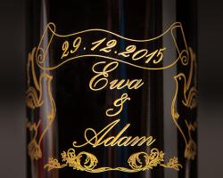Bottle of wine engraved with rotary engraving machine