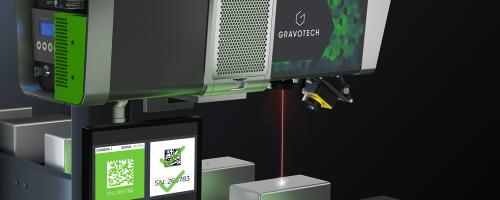 Laser marking system on a production line with vision manager for barcode verification