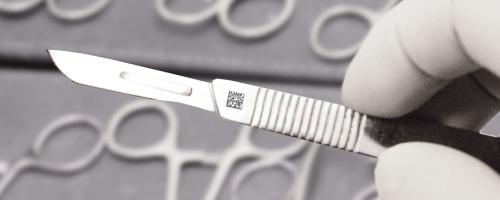 Datamatrix mark on a scalpel